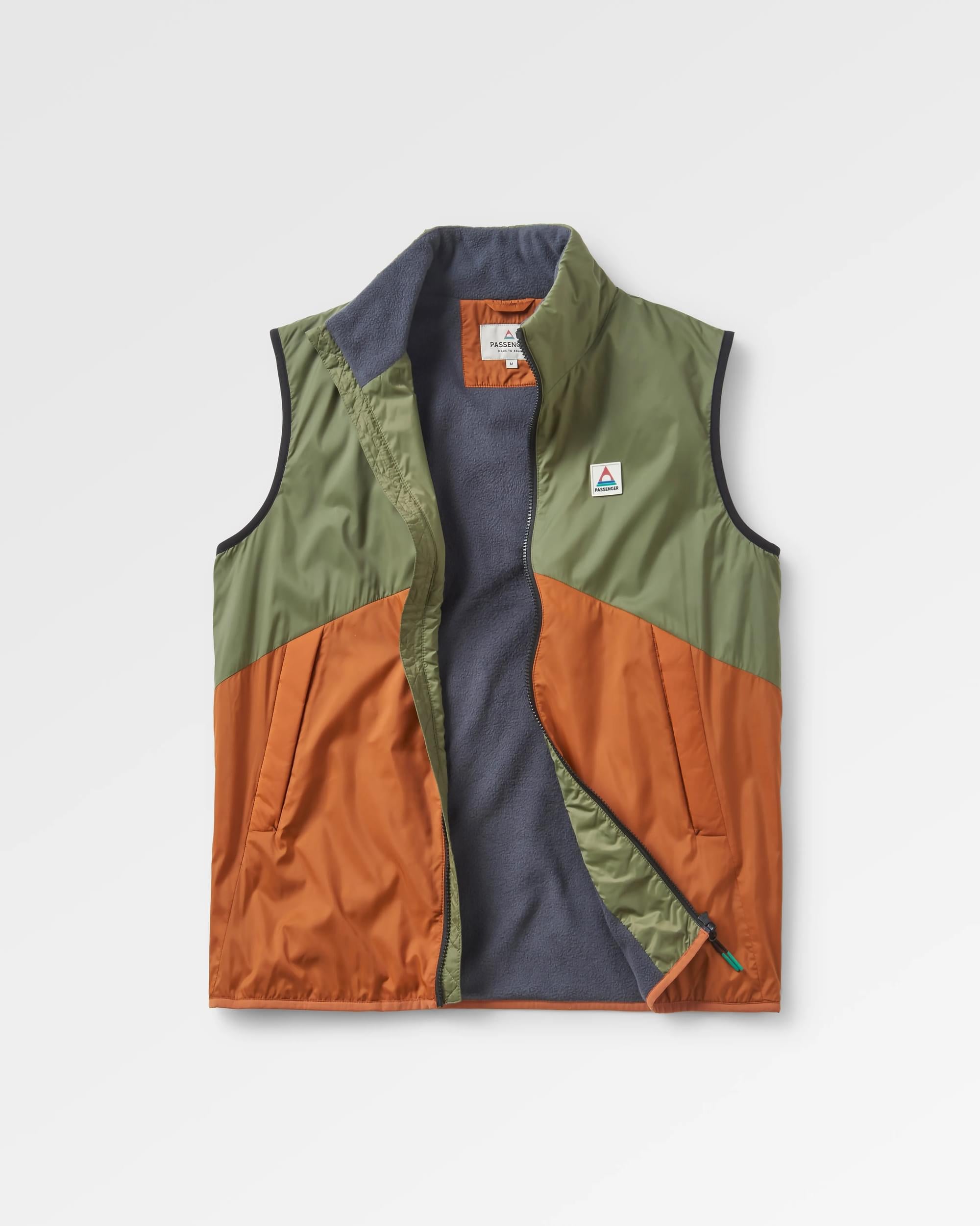 Dusk Recycled Insulated Vest - Dusty Olive - Flatlay