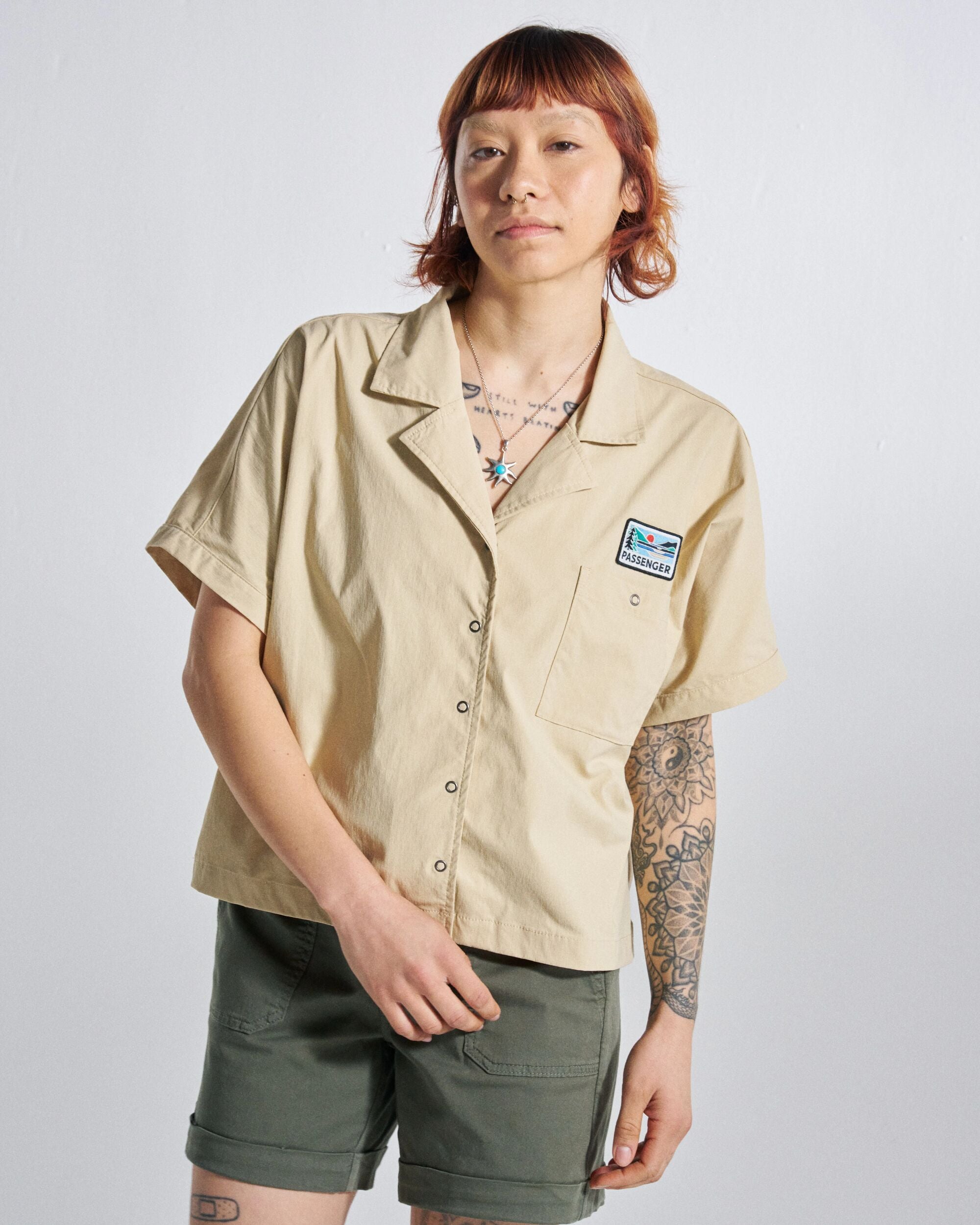 Arden Ripstop Short Sleeve Shirt - Desert - Studio Model