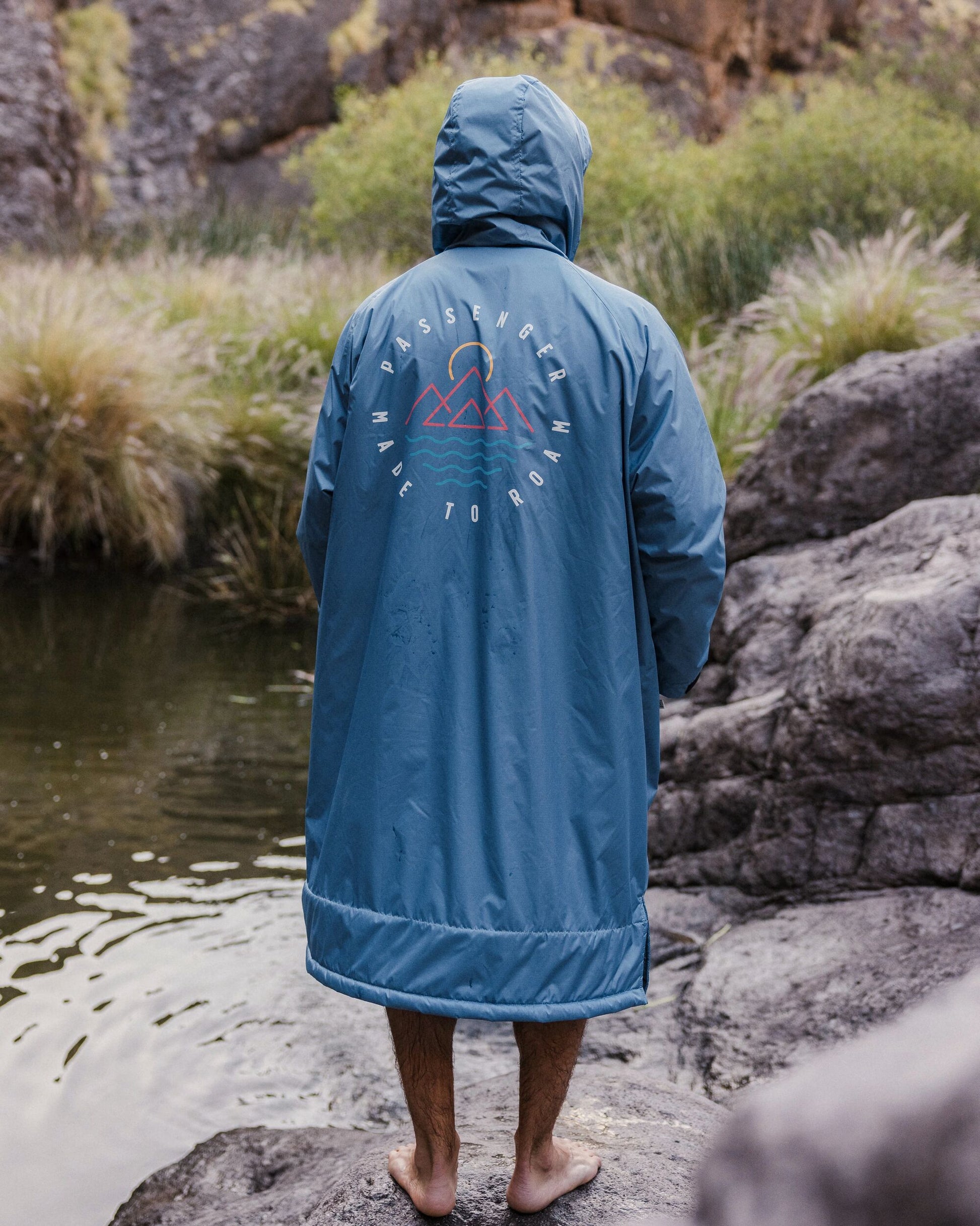 Escapism Recycled Sherpa Lined Changing Robe - Moonlight Blue - Lifestyle - Male