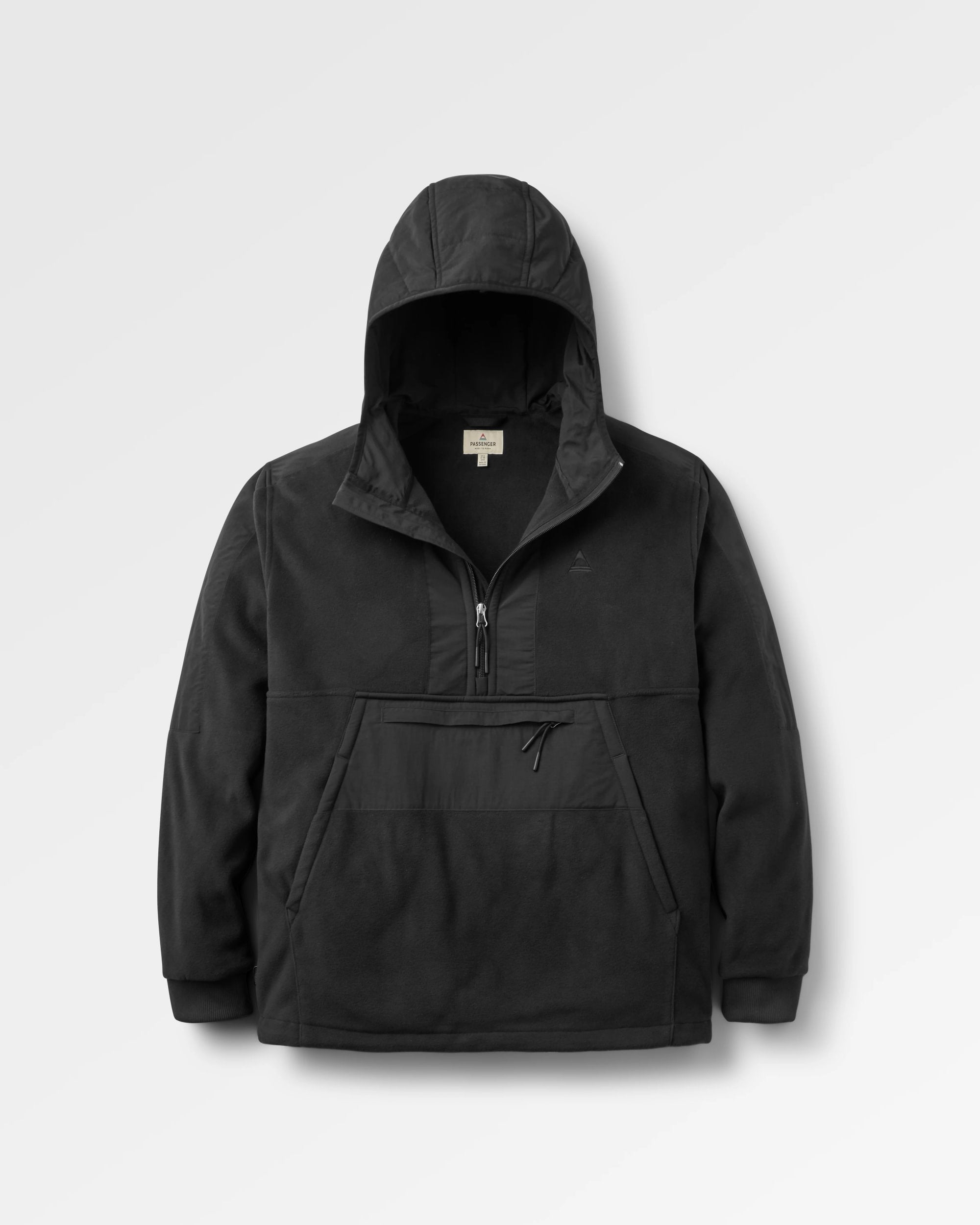 Woodland Hooded 1/2 Zip Polartec® Fleece - Black - Flatlay