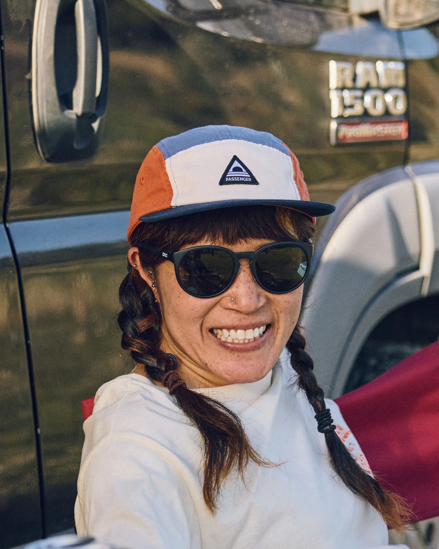 Womens_Fixie Recycled 5 Panel Cap - Sunrise Orange/ Moonlight Blue Multi - Lifestyle