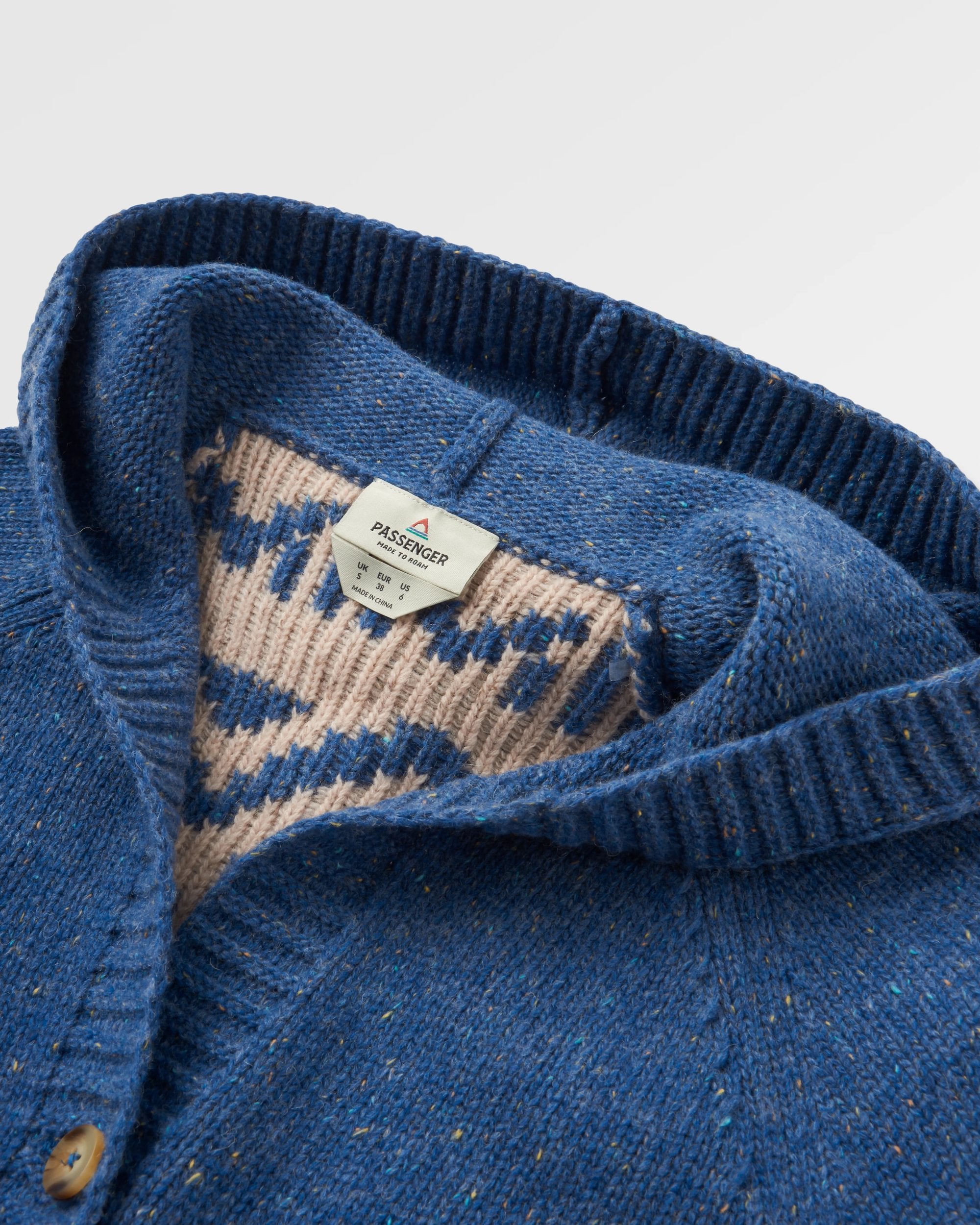 Snoozle Recycled Knitted Hooded Cardigan - Rich Navy - Flatlay