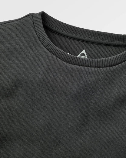 Out There Ribbed Cropped T-Shirt - Faded Black - Flatlay