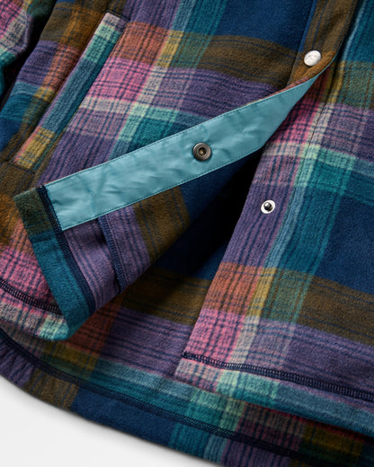 East Recycled Polar Fleece Shirt - Rich Navy Multi Check - Flatlay