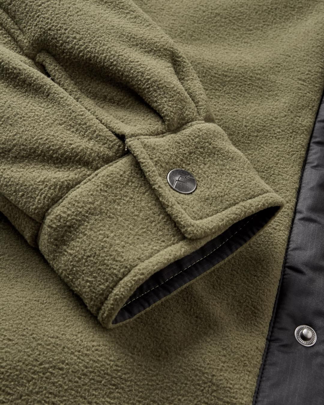 Firelight Sherpa Lined Overshirt - Khaki - Flatlay
