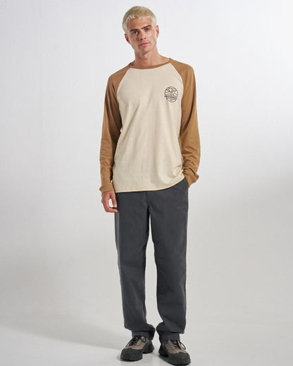 Laidback Relaxed Fit LS Raglan T-Shirt - Birch/Toffee - Studio Model