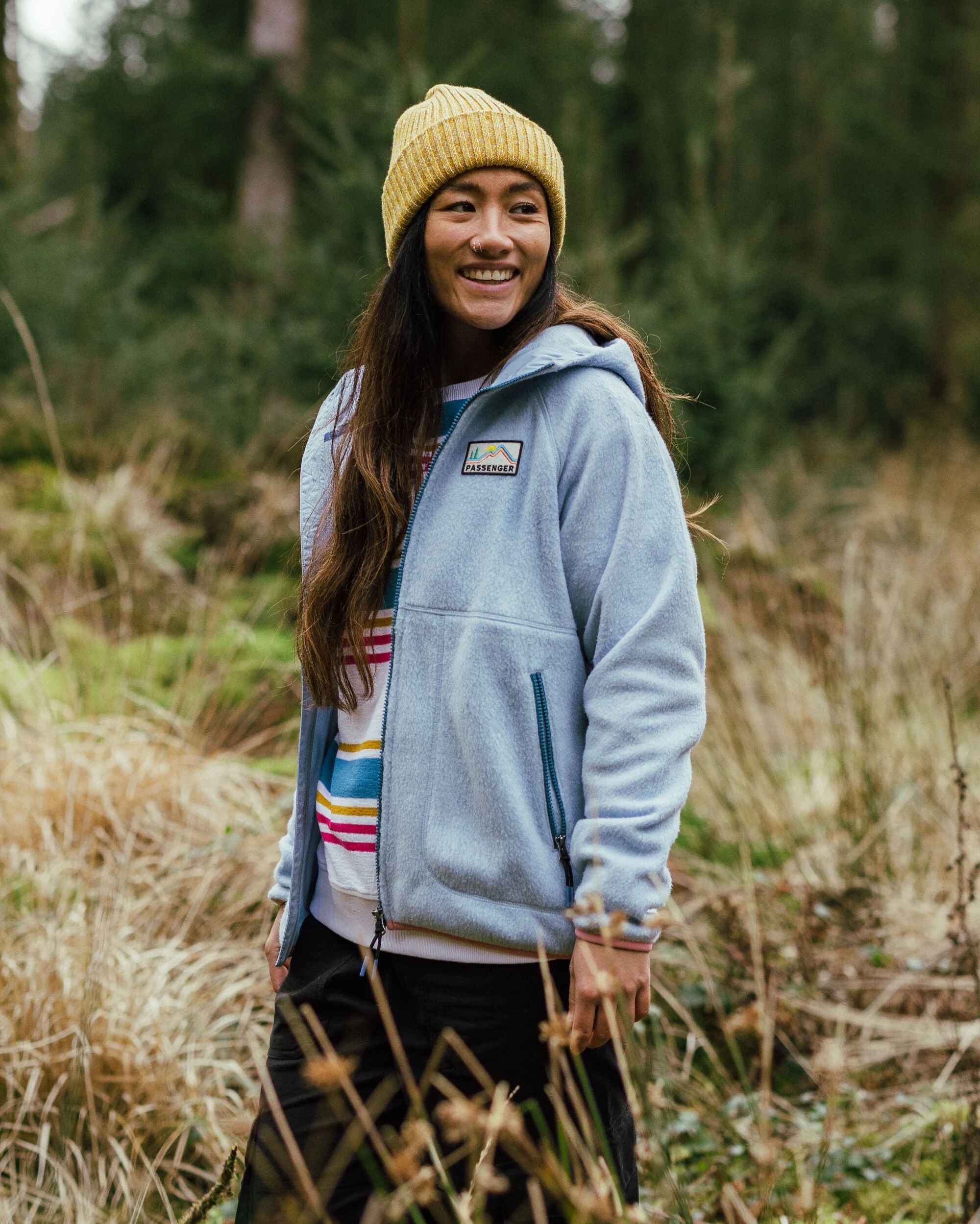 North Coast Vista Full Zip Recycled Sherpa Fleece - Blue Fog - Lifestyle