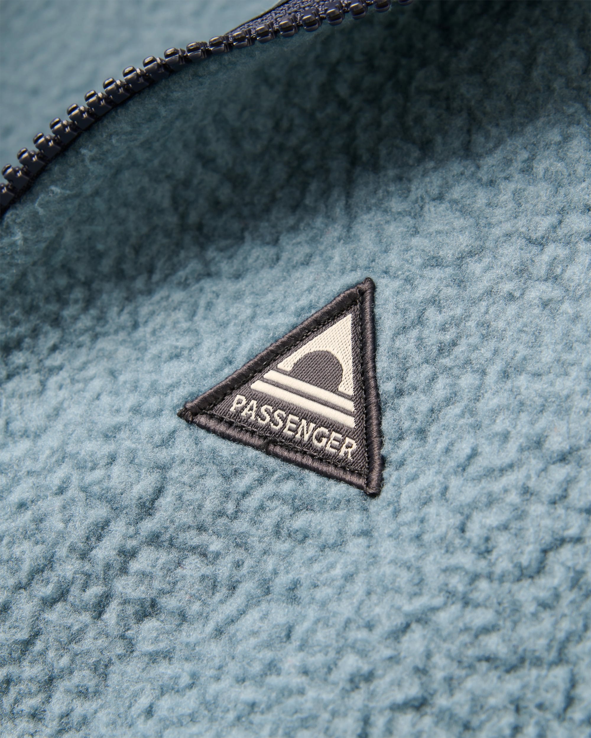 Home Full Zip Hooded Sherpa Fleece - Stormy Blue - Flatlay