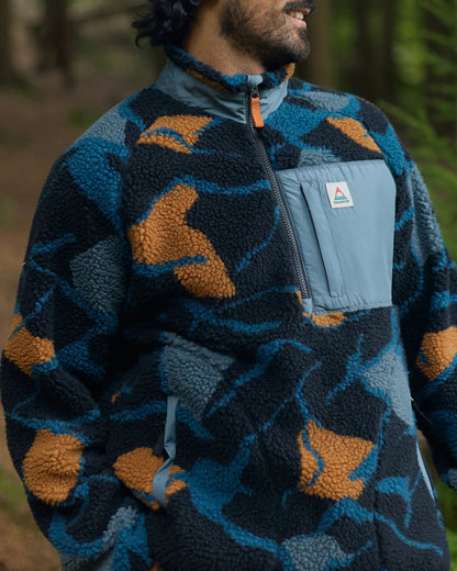 Offroad Recycled Sherpa 1/2 Zip Fleece - Abstract Trails Black - Lifestyle