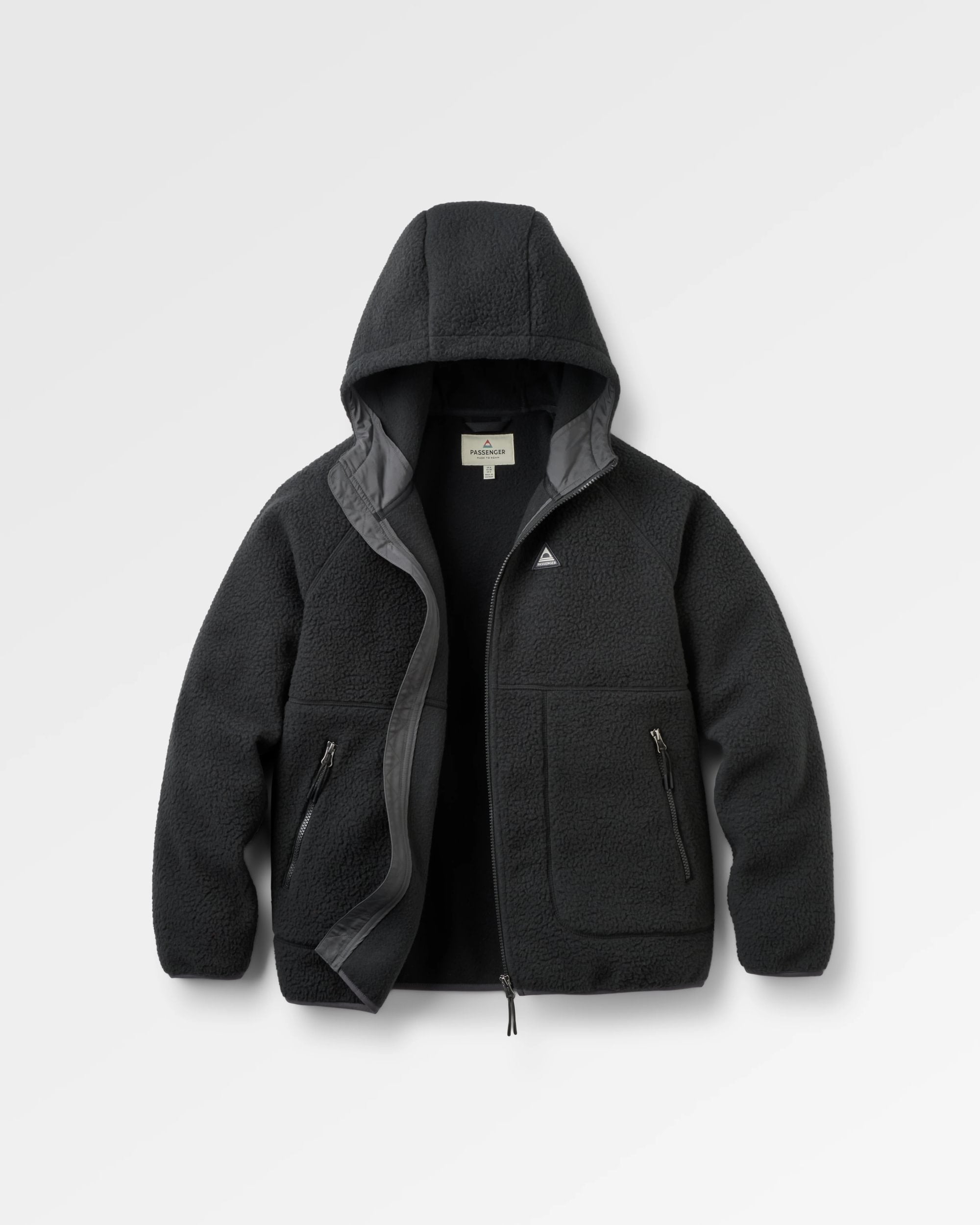 Home Full Zip Hooded Sherpa Fleece - Black - Flatlay