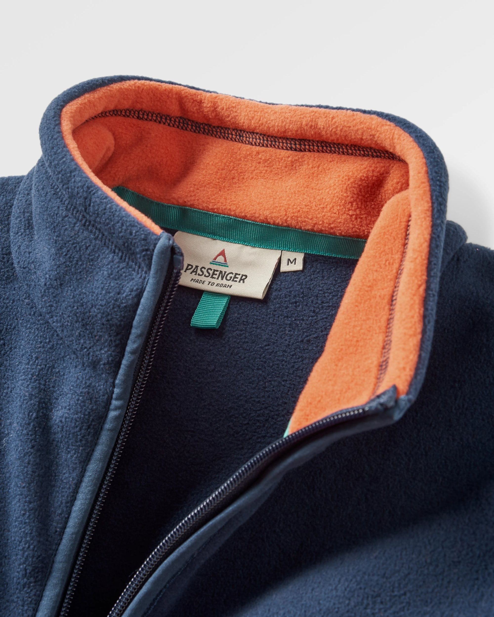 Ridge 2.0 Full Zip Recycled Polar Fleece - Rich Navy/ Burnt Orange - Flatlay