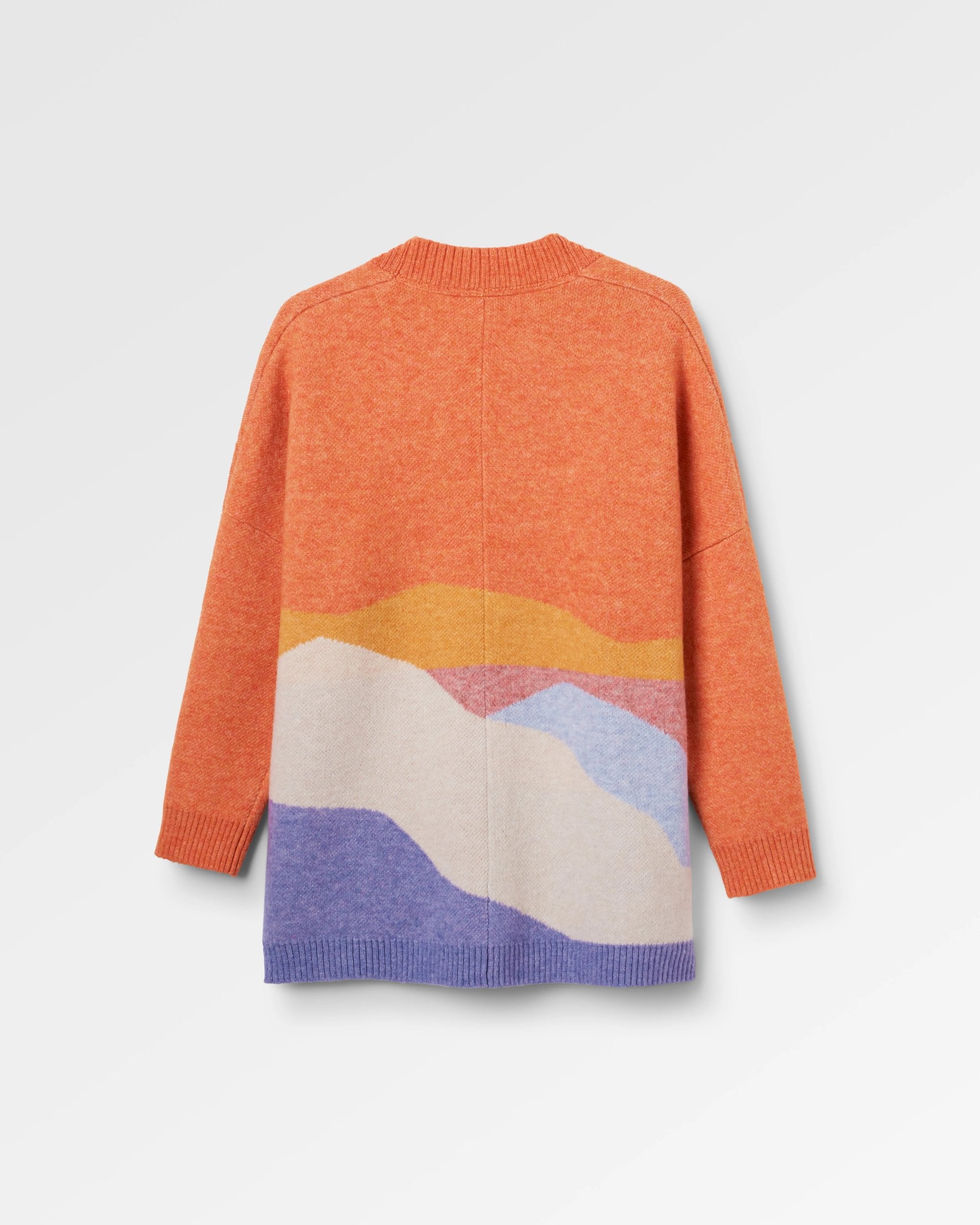 Scenic Recycled Long Knitted Cardigan - Scenic Sunrise Orange - Flatlay