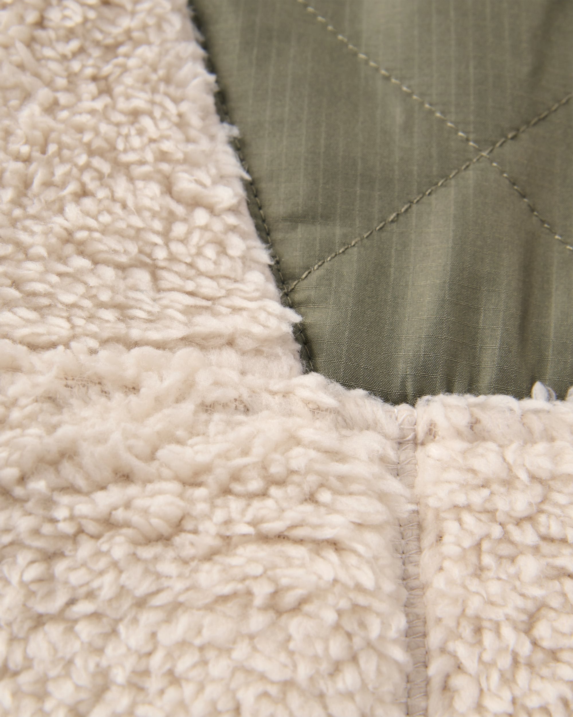 Beaumont Recycled Sherpa Hooded Fleece - Vintage White - Flatlay