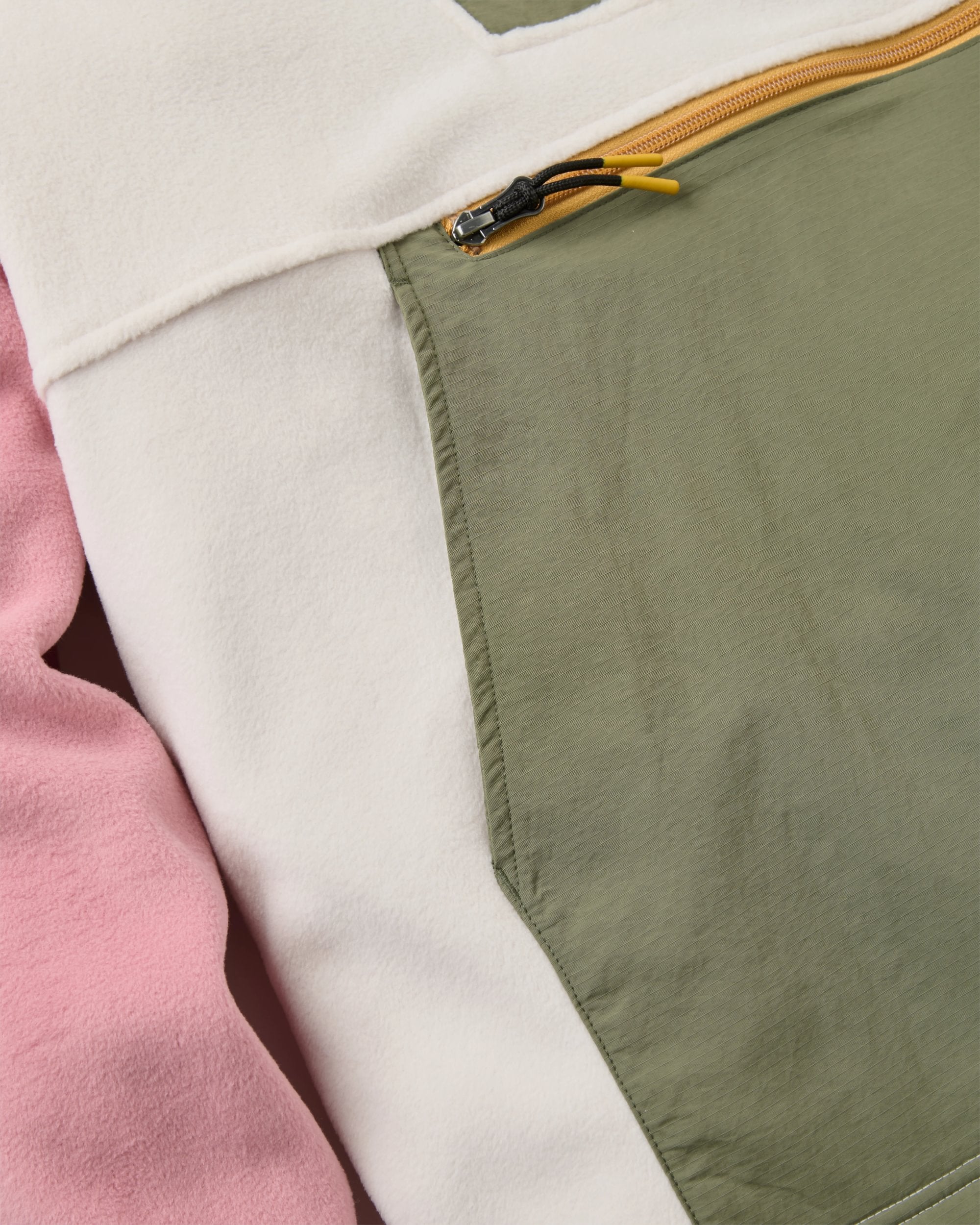 Alexander Hooded Polartec® Fleece - Dusty Olive/White Sand - Flatlay