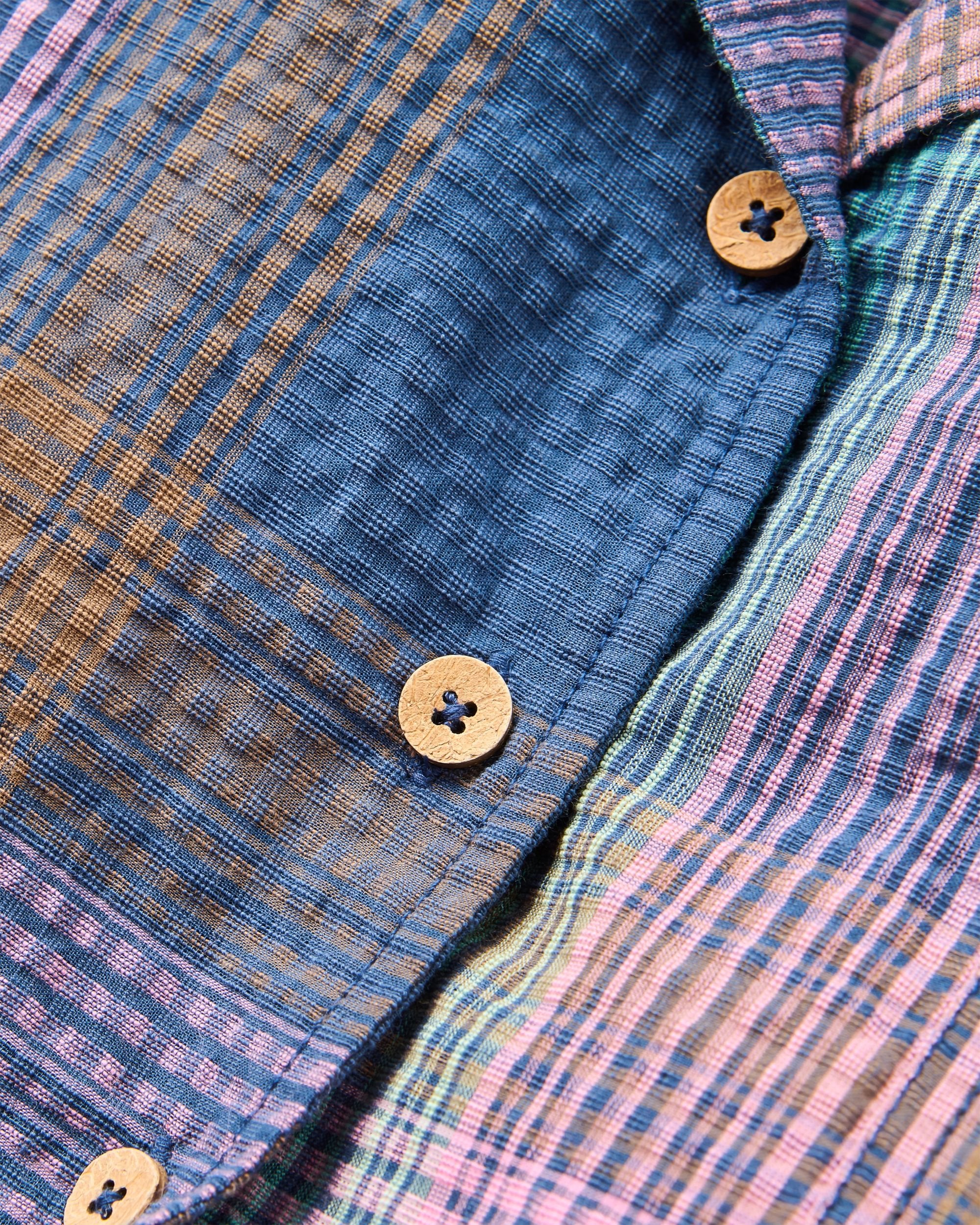 Arden Short Sleeve Shirt - Rich Navy Multi Check - Flatlay