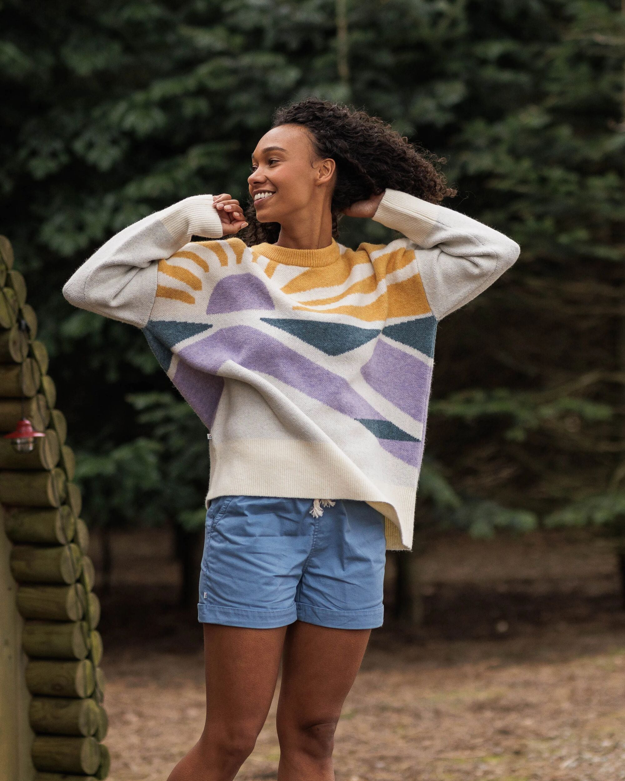 Sunsets Recycled Oversized Knitted Jumper - Marshmallow - Lifestyle