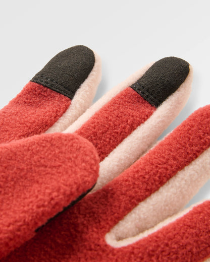 Daytrip Recycled Polar Fleece Gloves - Red Ochre/Blush - Flatlay