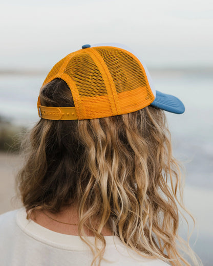 Womens_Escapism Snapback Trucker Cap - Mustard Yellow/Moonlight Blue