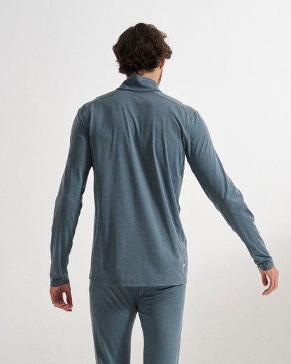 Snowscape Men's Merino Base Layer Top - Storm Grey - Studio Model