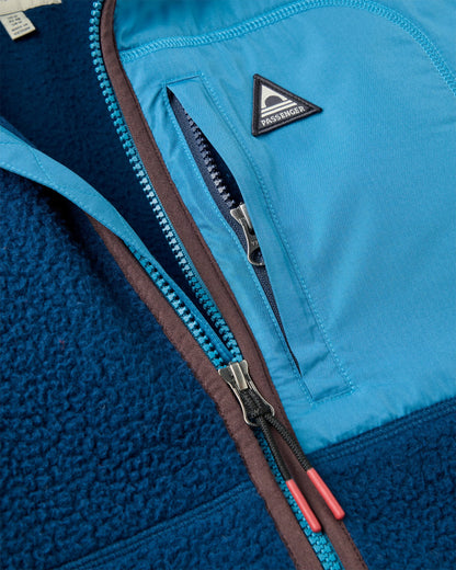 Offgrid Full Zip Hooded Sherpa Fleece - Rich Navy - Flatlay