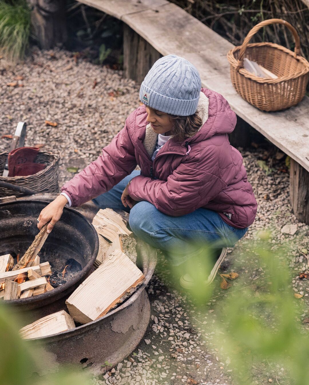 Earthy Recycled Sherpa Lined Insulated Jacket - Crushed Berry