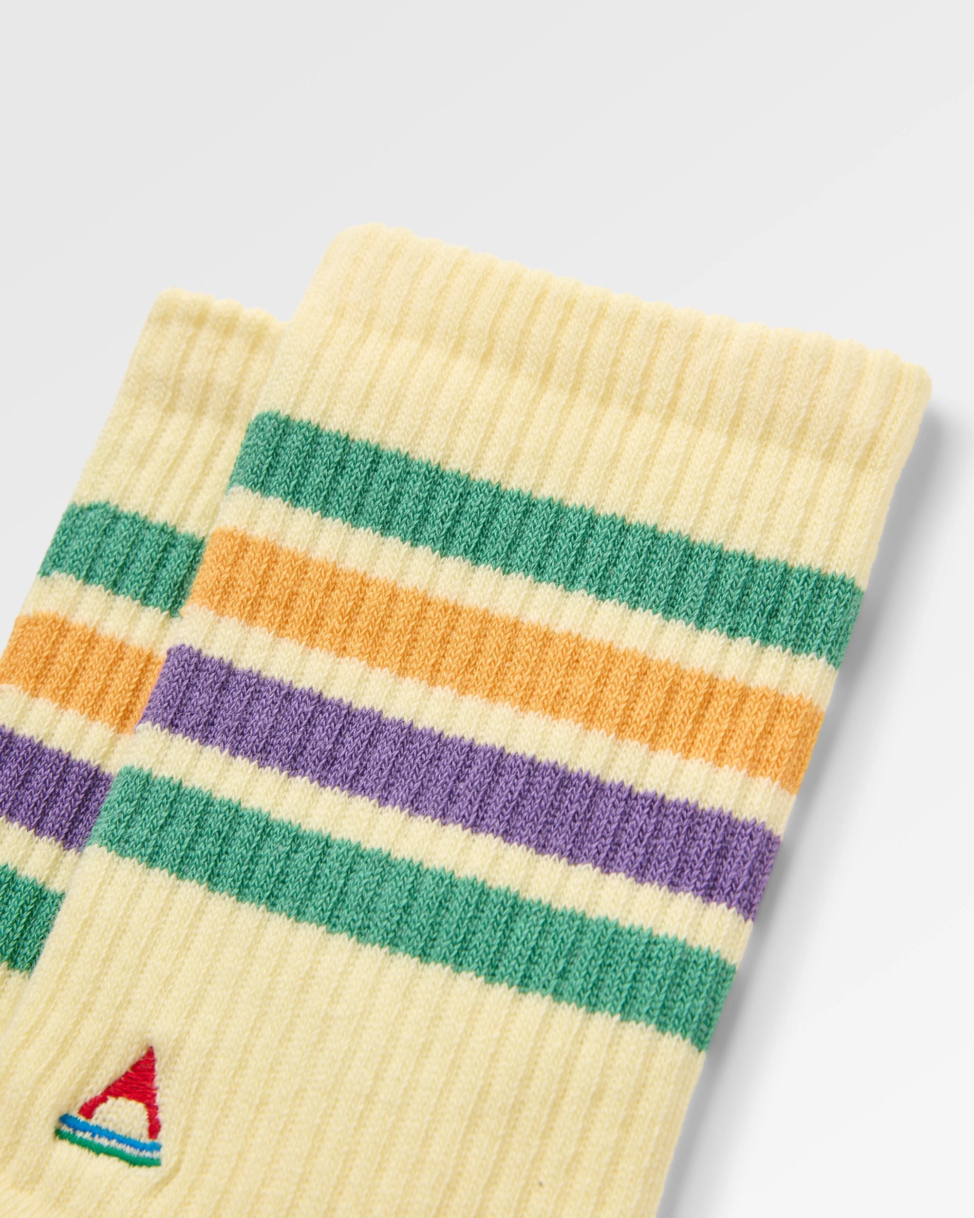 Organic Midweight Crew Socks - Pale Yellow - Flatlay