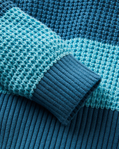 Reflection Stripey Jumper - Stormy Blue/Retro Blue  - Flatlay
