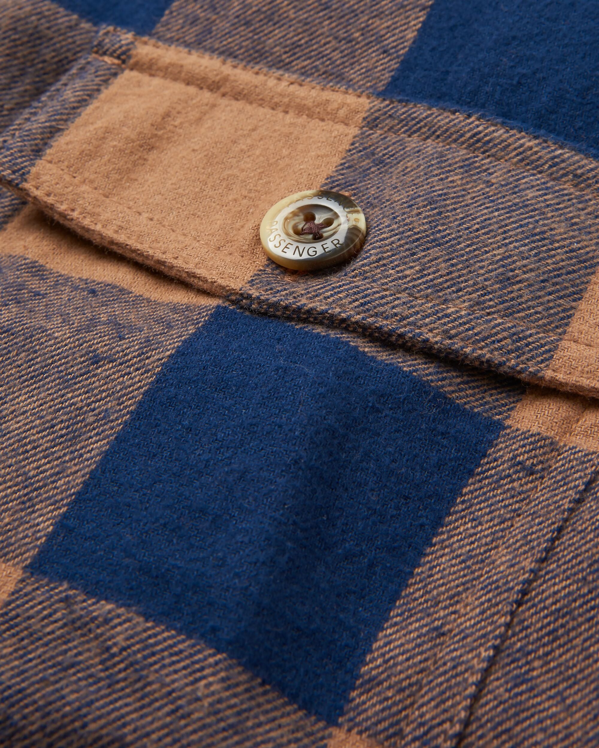 Rustic Organic Cotton Shirt - Toffee/Rich Navy Buffalo - Flatlay