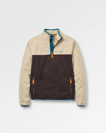 Set Off Recycled Polar 1/4 Zip Fleece - Oatmeal/Espresso - Flatlay
