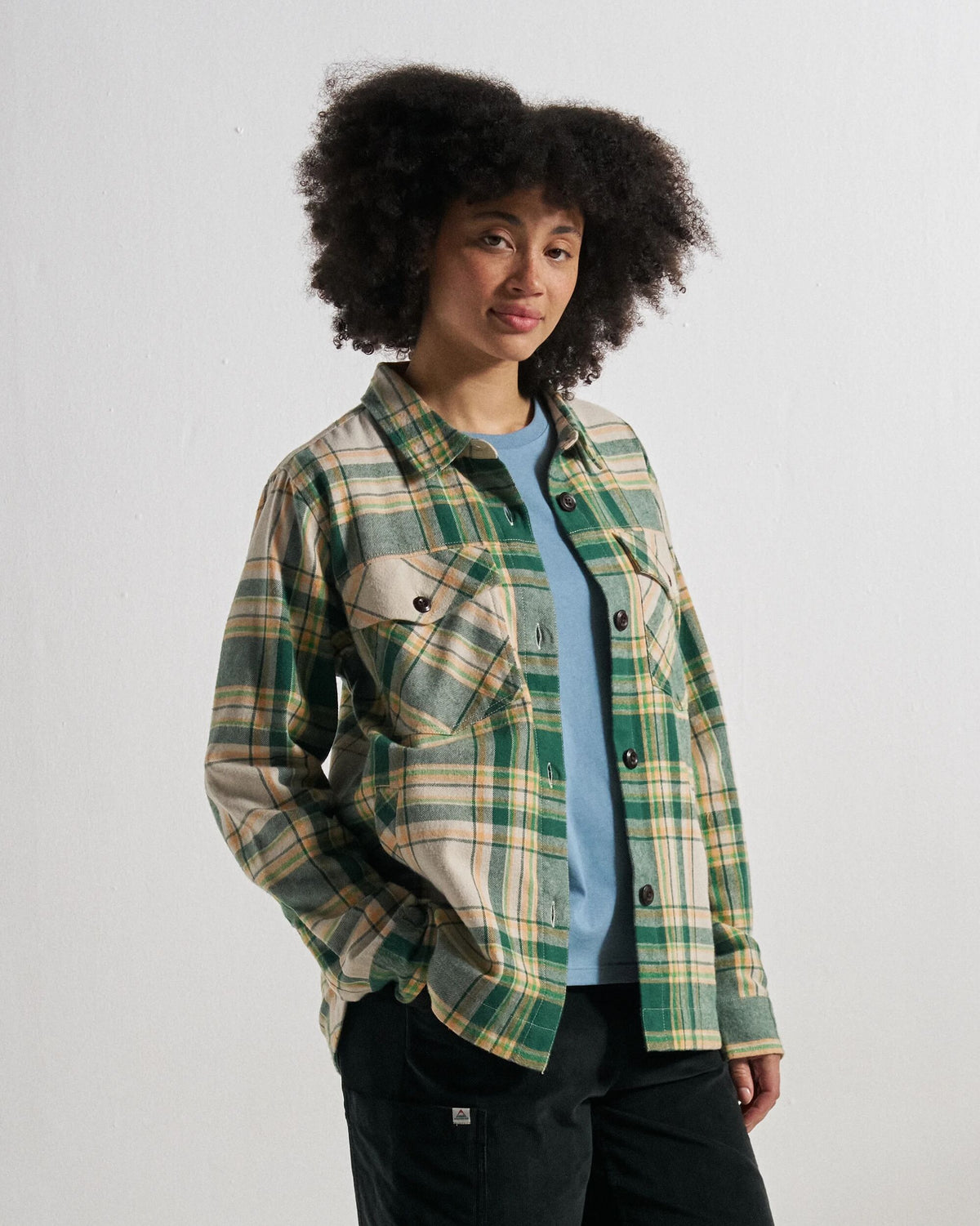 Stella Cotton LS Shirt - Pineneedle Check - Studio Model