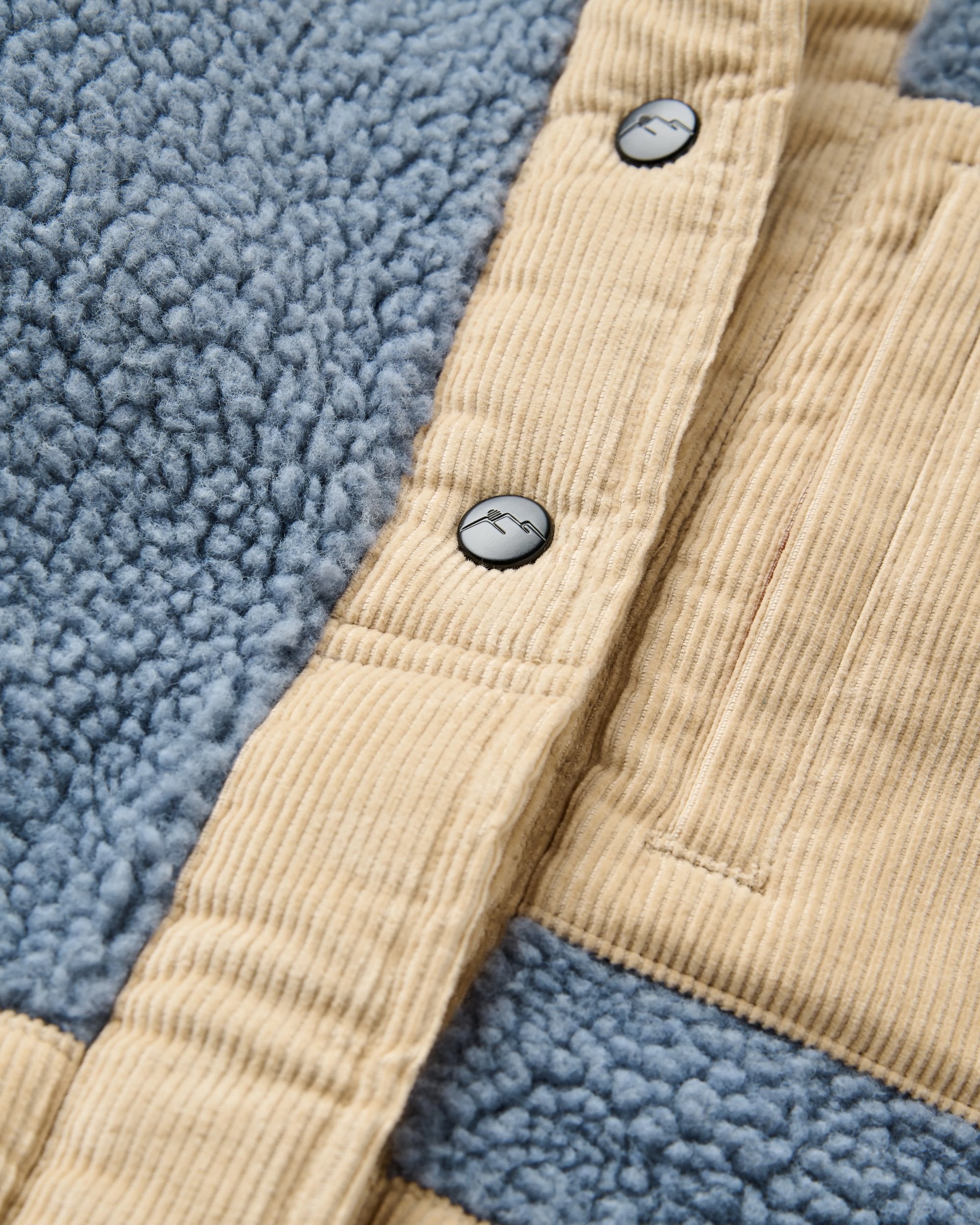 Clover Recycled Sherpa Hooded Fleece - Stormy Blue  - Flatlay