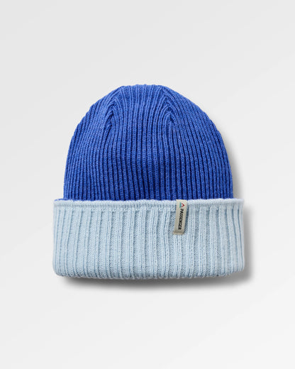 Outlook Reversible Recycled Beanie - Ice Blue / Electric Blue - Flatlay
