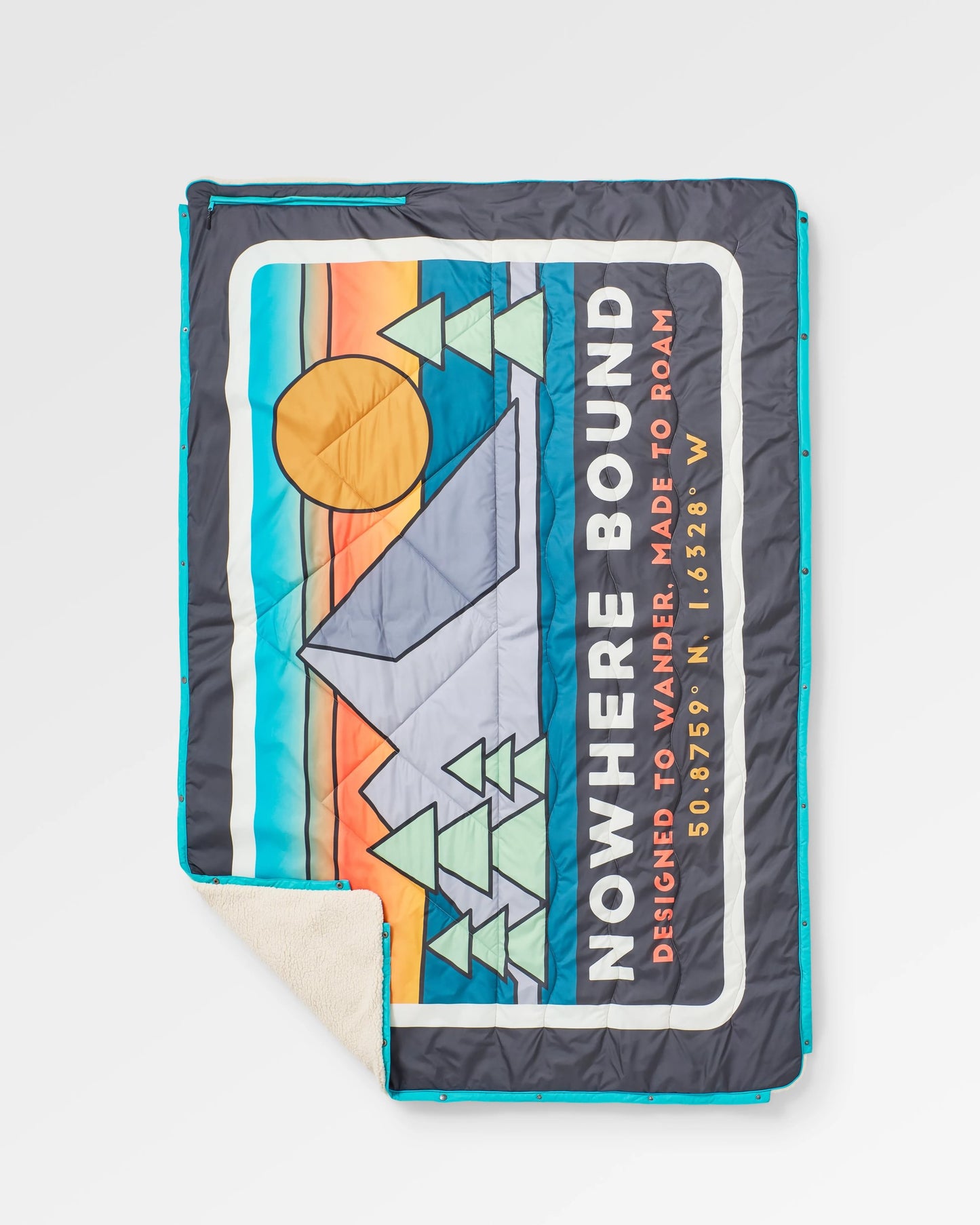 Cabin Recycled Sherpa Blanket - Black 'Nowhere Bound' Print