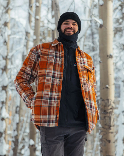 Taranaki Quilted Overshirt - Retro Orange Check - IGC