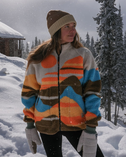 Fairbanks Full Zip Recycled Sherpa Fleece - Mountain Sunset Multi - IGC