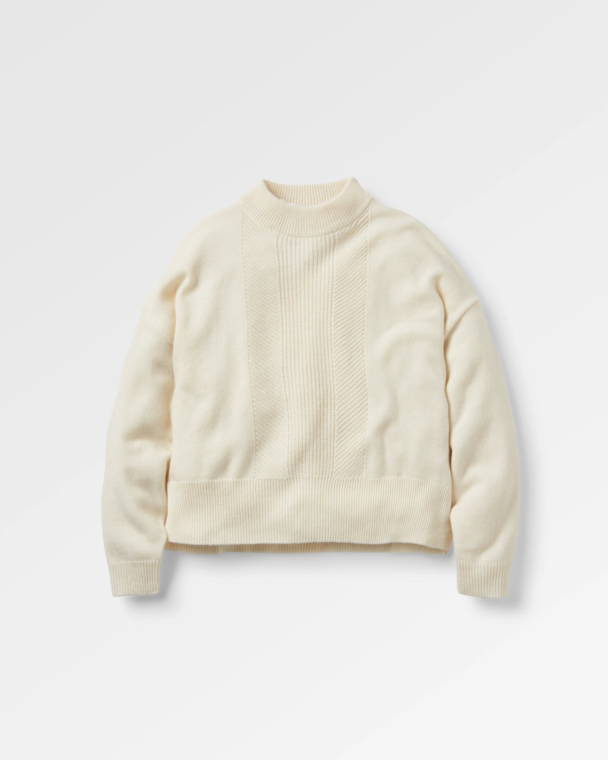 Hideout Oversized Recycled Knitted Jumper - Off White - Flatlay