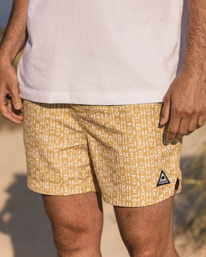 Cali Recycled Swim Short - Mustard Mini Geo