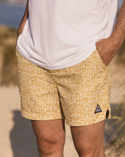 Cali Recycled Swim Short - Mustard Mini Geo