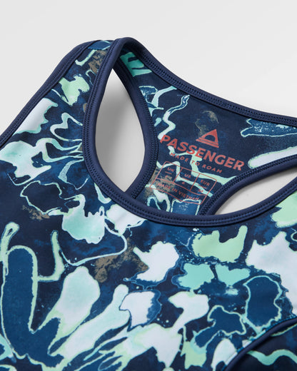 Mantra Recycled Active Crop Top - Frost Ice Blue - Flatlay