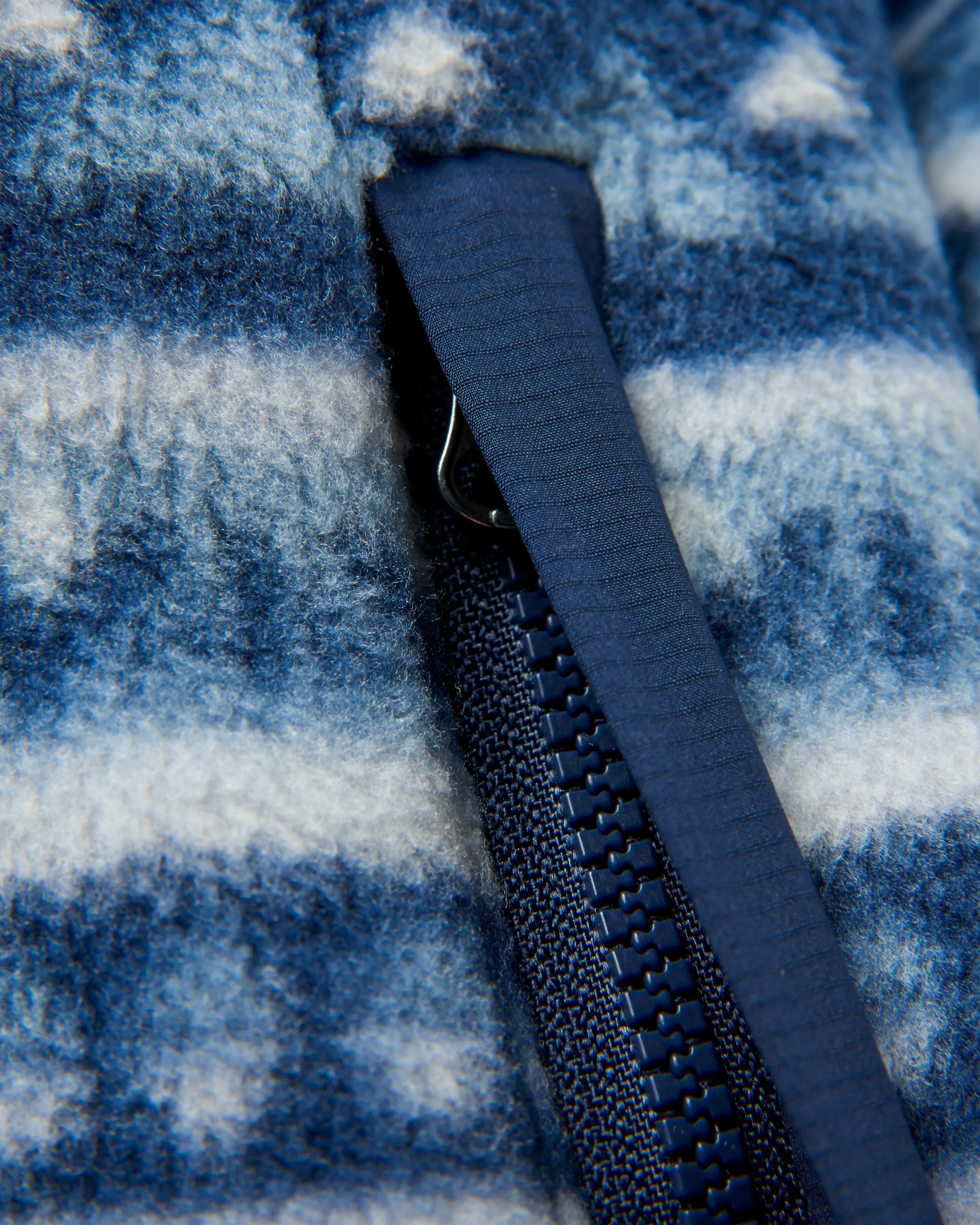 Ebb Recycled Polar Fleece - Mountain Geo Grey Blue - Flatlay