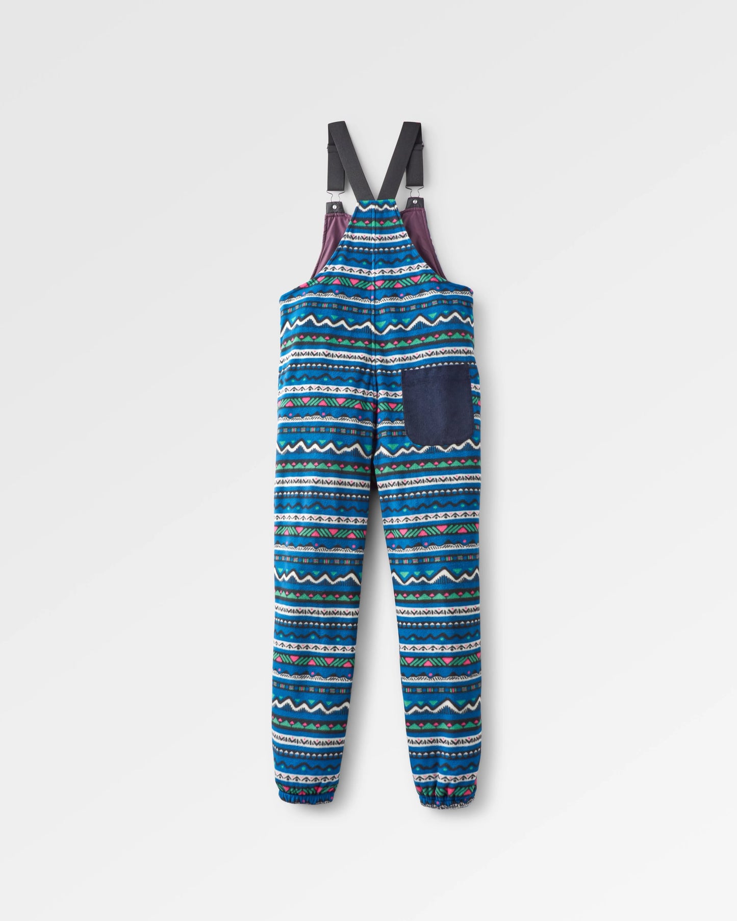 Ace Recycled Polar Fleece Dungarees - Mountain Geo Tidal Blue