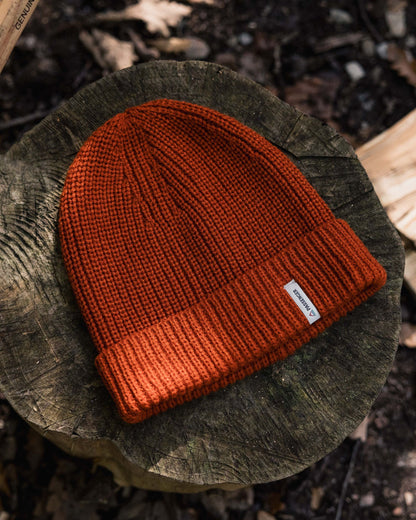 Compass Recycled Beanie - Rust - Lifestyle