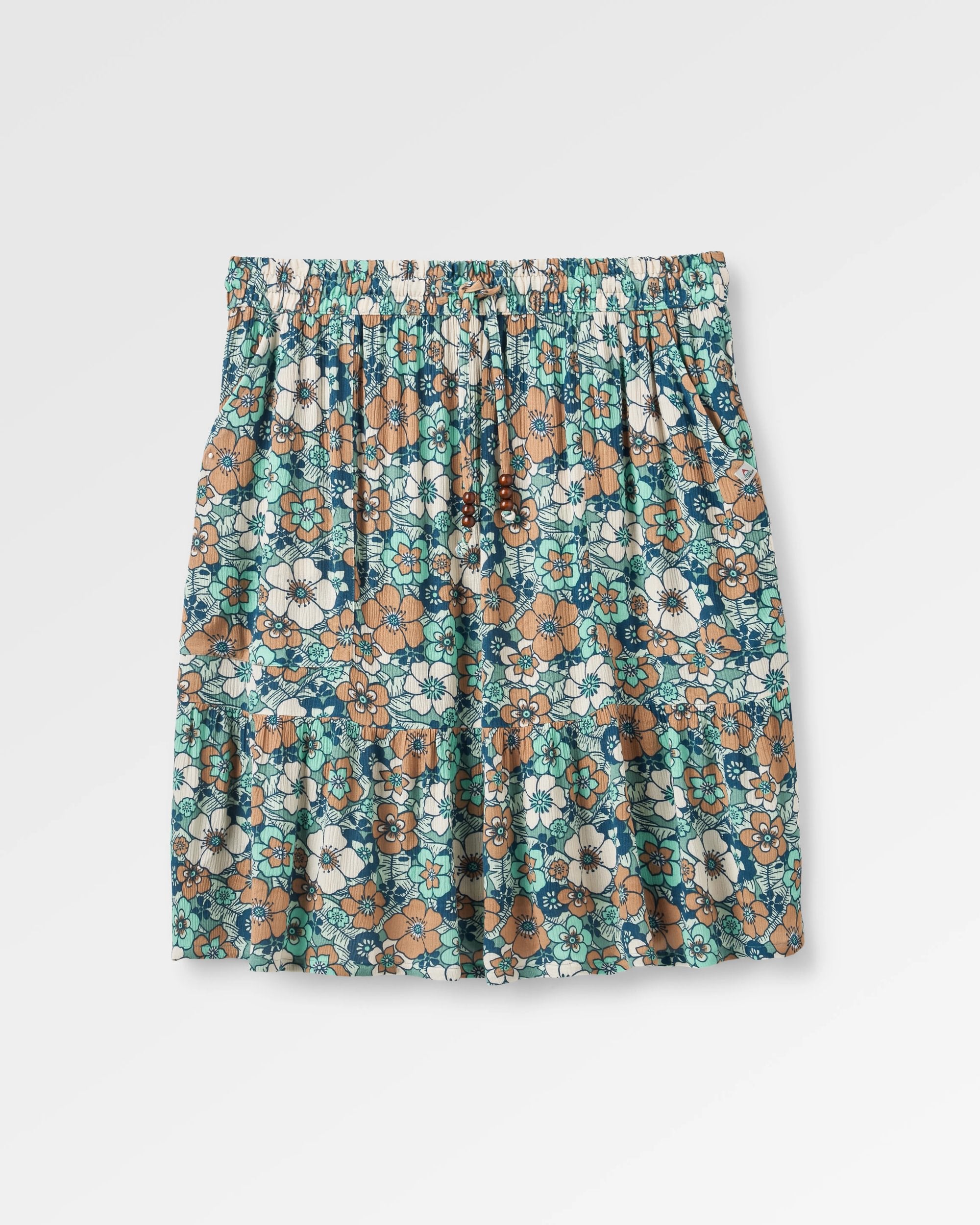Dew EcoVero Woven Skirt - Vintage Floral Aqua - Flatlay