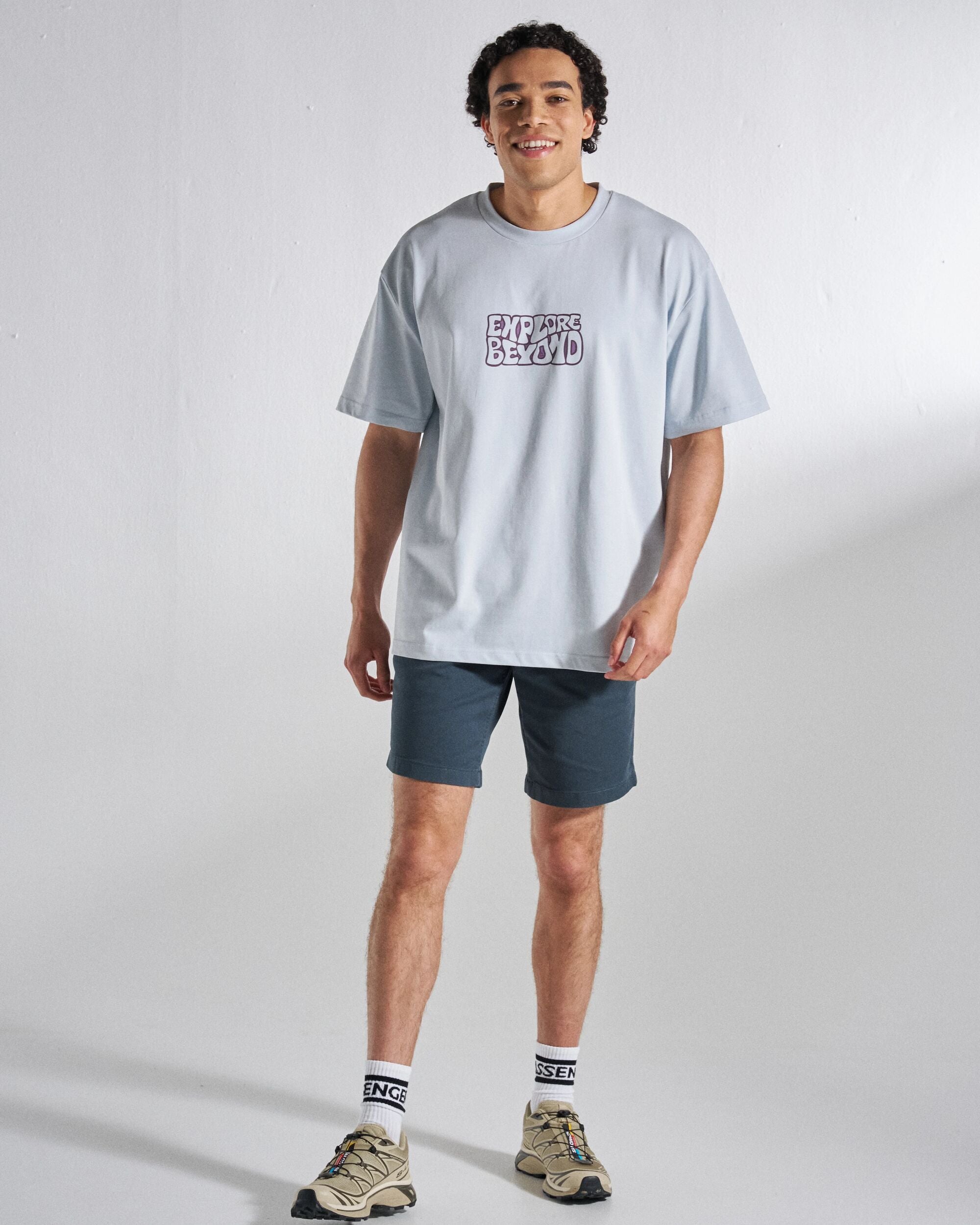 Beyond Relaxed Fit T-Shirt - Grey Blue - Studio Model