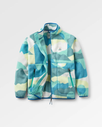 Fairbanks Full Zip Recycled Sherpa Fleece - Vista Patchwork Aqua - Flatlay