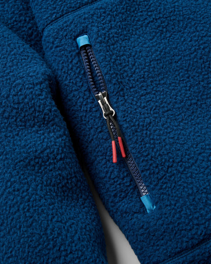 Offgrid Full Zip Hooded Sherpa Fleece - Rich Navy - Flatlay