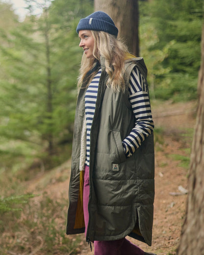 Flora Sherpa Lined Gilet - Dusty Olive - Lifestyle