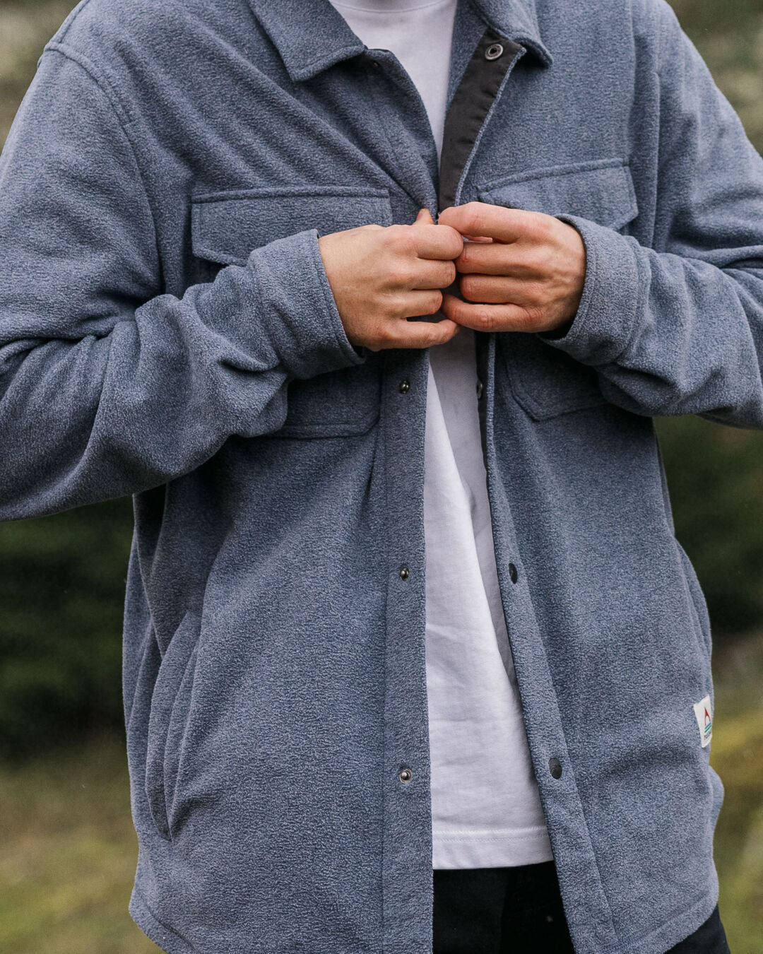 Maple Polar Recycled Fleece Shirt - Navy Marl - Lifestyle