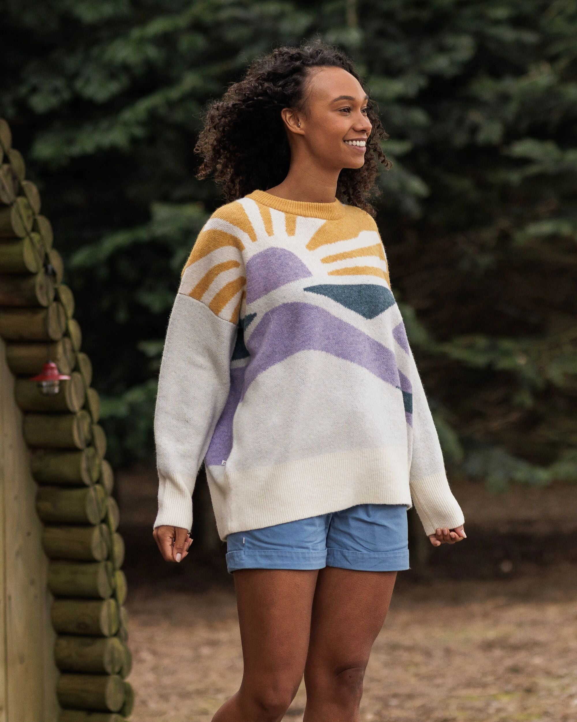 Sunsets Recycled Oversized Knitted Jumper - Marshmallow - Lifestyle