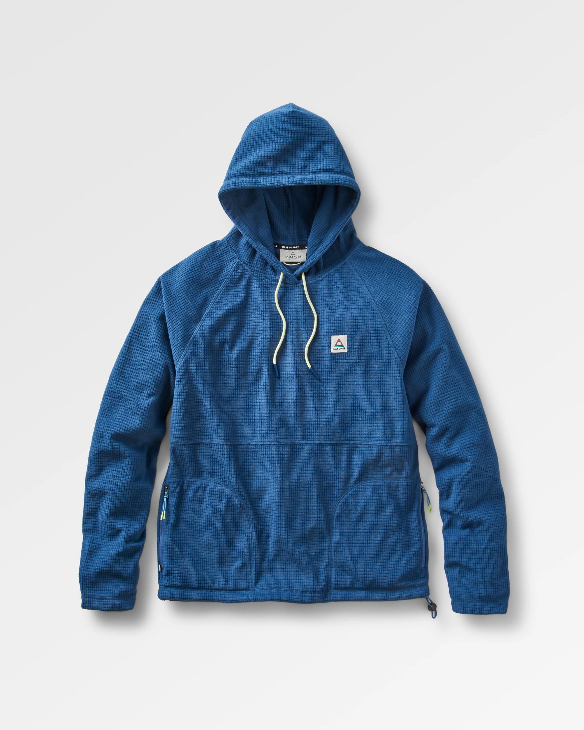 Point Recycled Grid Polar Fleece Hoodie - Dark Denim - Flatlay
